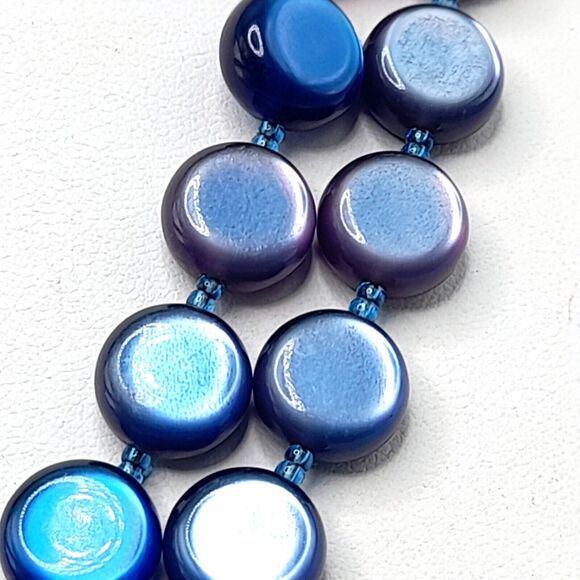 Vintage Japan Blue Lavender Lucite Two Strand Necklace - Picture 3 of 10